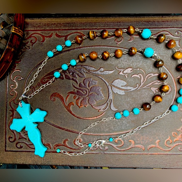 Turquoise Cross Necklace - Picture 2 of 8